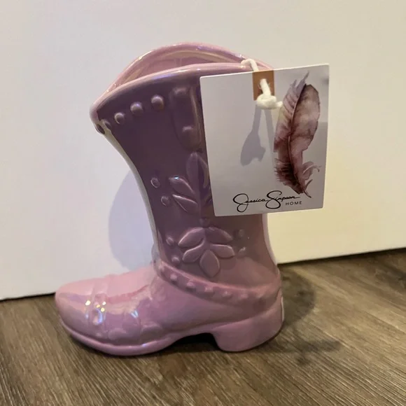 SOLD!!Super Cute Jessica Simpson Iridescent Cowboy Boot Candles-Set of 2- NWT - Picture 3 of 9